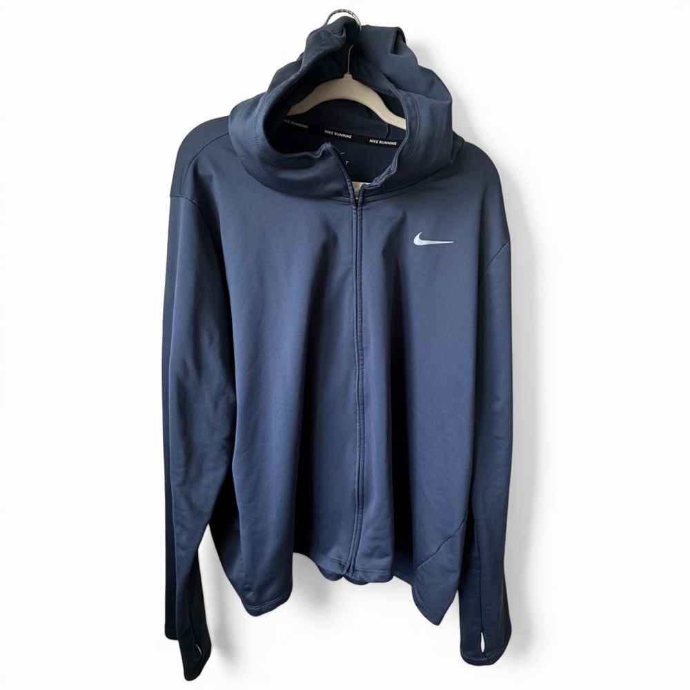 Nike Dri-FIT Running Hoodie Jacket 3X Blue Full Zip Athletic Thumbhole